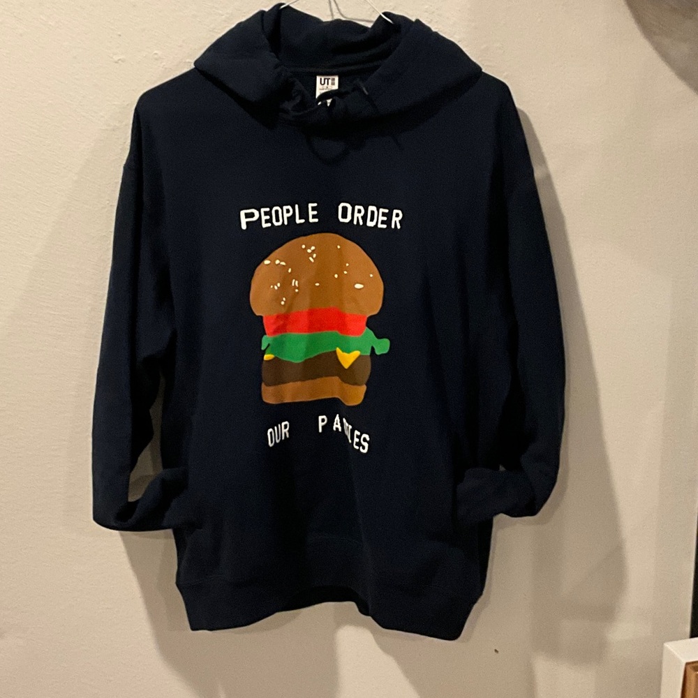Uniqlo Black Hoodie with Burger Graphic - Picture 8 of 9